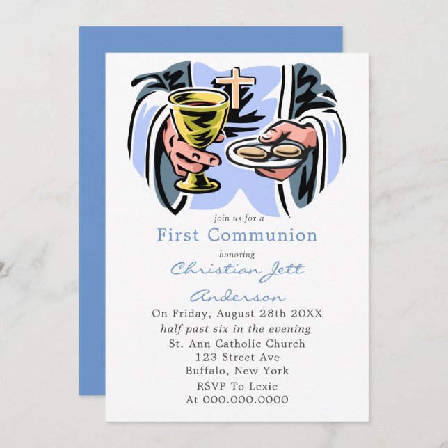 Catholic Priest First Communion  Invitation (Front/Back)