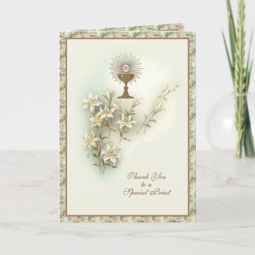 Catholic Priest First Holy Communion Thank You  Holiday Card