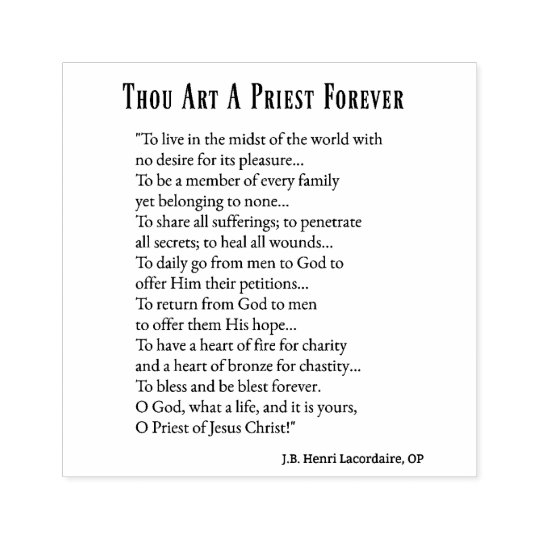 Catholic Priest Forever Poem Religious Rubber Stamp | Zazzle.com