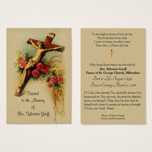 Catholic Priest  Funeral Memorial Holy Card _