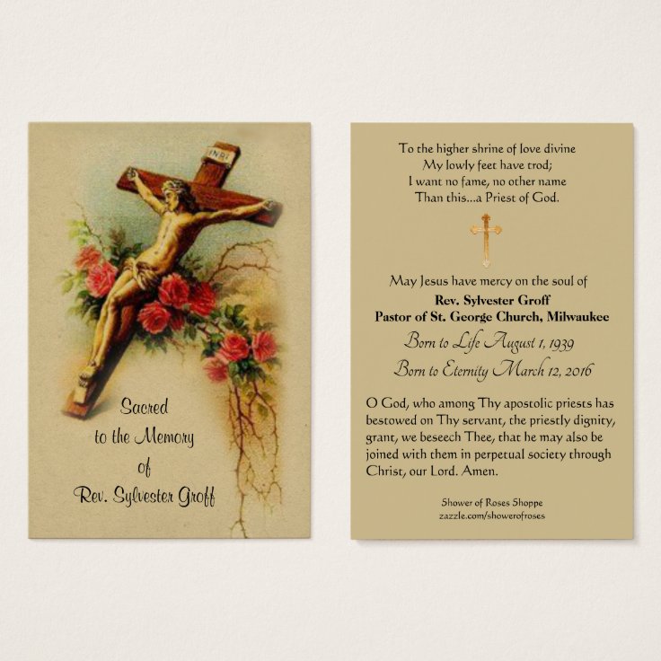 Catholic Priest Funeral Memorial Holy Card - | Zazzle