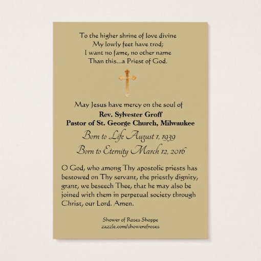 Catholic Priest Funeral Memorial Holy Card - 