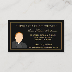 Catholic Priest Gold Black Scripture Photo Business Card