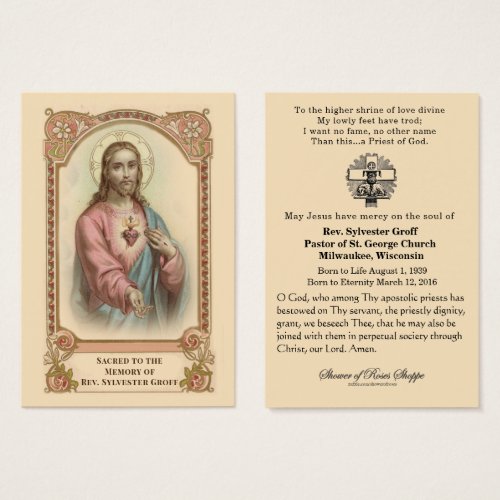 Catholic Priest Jesus Funeral Memorial Holy Card