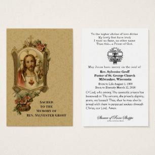Catholic Priest Jesus Funeral Memorial Holy Card