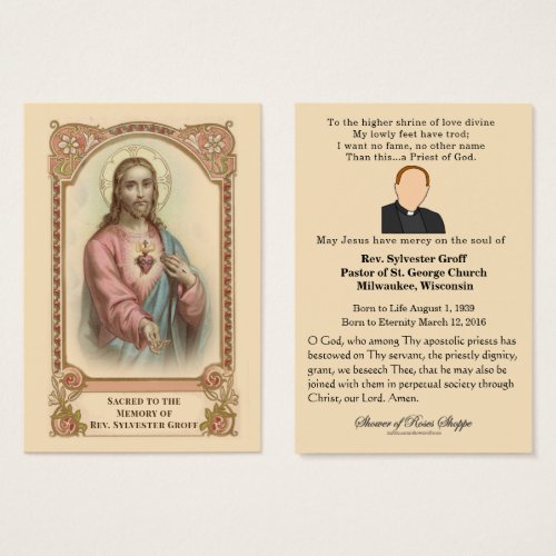 Catholic Priest Jesus Funeral Memorial Holy Card