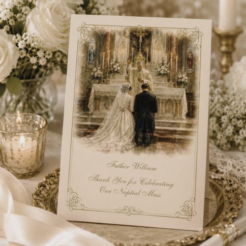 Catholic Priest Nuptial Mass Wedding Card