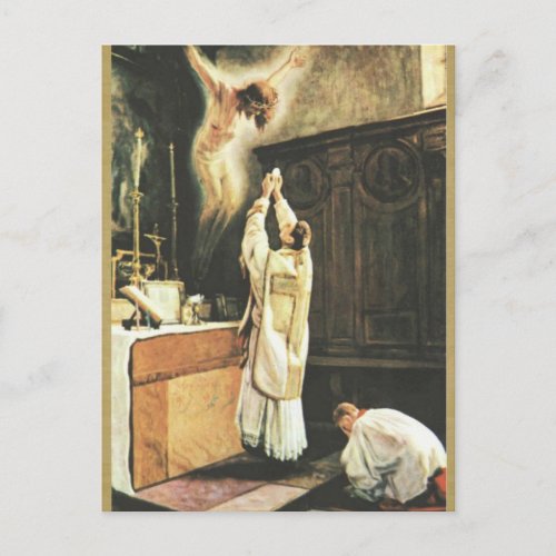 Catholic Priest offering Mass at the Altar Postcard