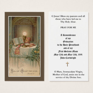 CATHOLIC PRIEST ORDINATION ALTAR, HOST, HOLY CARDS