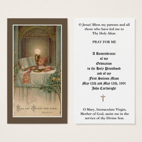 CATHOLIC PRIEST ORDINATION ALTAR HOST HOLY CARDS