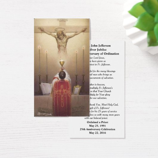 CATHOLIC PRIEST ORDINATION ANIVERSARY PRAYER CARD (Desk)