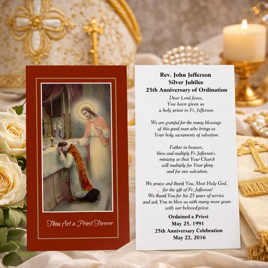 CATHOLIC PRIEST ORDINATION ANIVERSARY PRAYER CARD