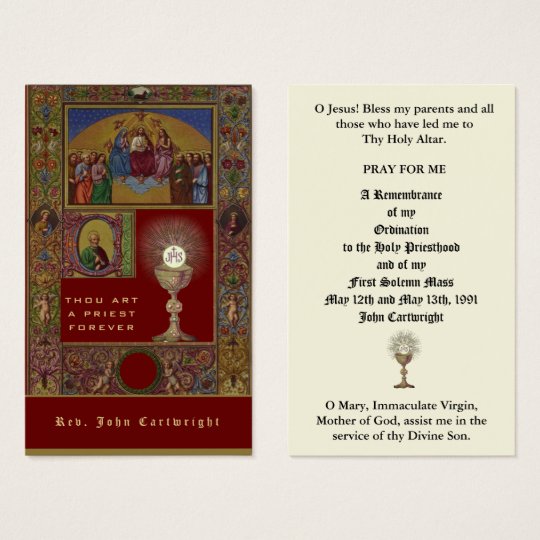 CATHOLIC PRIEST ORDINATION ANNIVERSARY HOLY CARDS | Zazzle.com