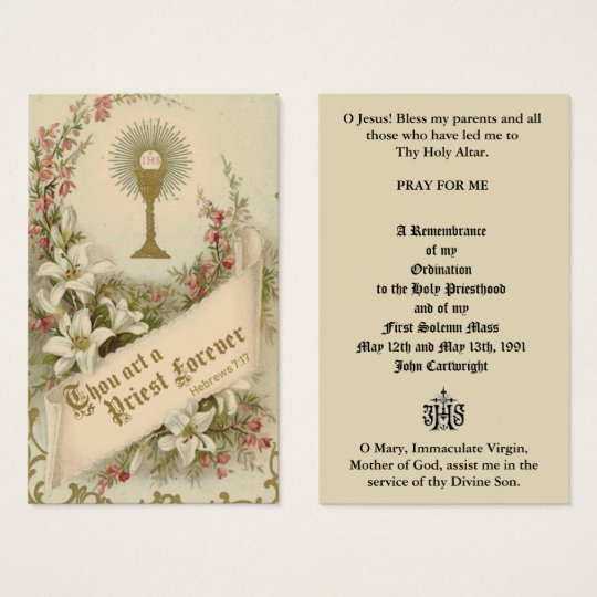 CATHOLIC PRIEST ORDINATION ANNIVERSARY HOLY CARDS | Zazzle.com