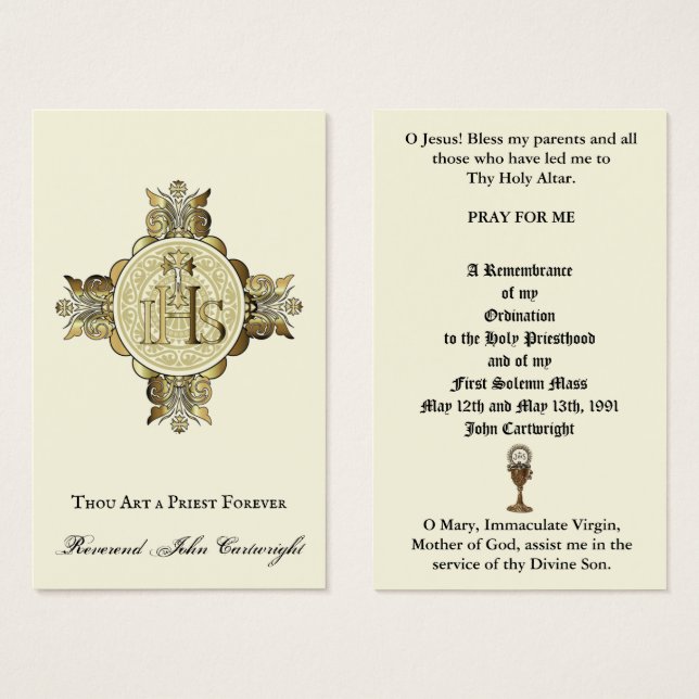 CATHOLIC PRIEST ORDINATION  ANNIVERSARY HOLY CARDS (Front & Back)