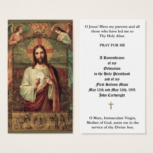 CATHOLIC PRIEST ORDINATION  ANNIVERSARY HOLY CARDS (Front & Back)
