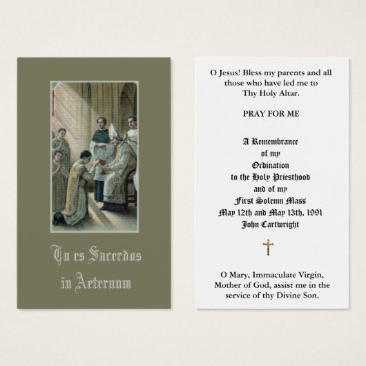 CATHOLIC PRIEST ORDINATION ANNIVERSARY HOLY CARDS (Front & Back)