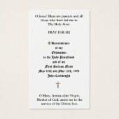 CATHOLIC PRIEST ORDINATION ANNIVERSARY HOLY CARDS (Back)
