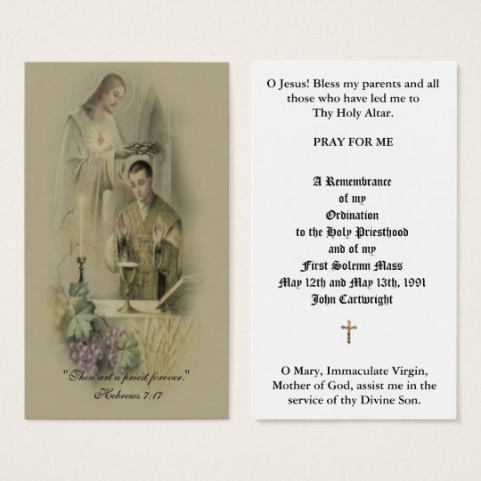 CATHOLIC PRIEST ORDINATION ANNIVERSARY HOLY CARDS | Zazzle.com