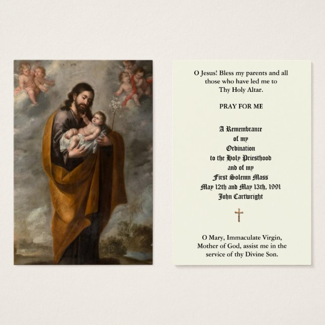 CATHOLIC PRIEST ORDINATION ANNIVERSARY HOLY CARDS (Front & Back)