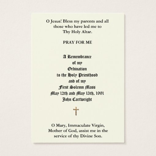 CATHOLIC PRIEST ORDINATION ANNIVERSARY HOLY CARDS | Zazzle