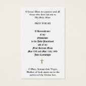 CATHOLIC PRIEST ORDINATION ANNIVERSARY HOLY CARDS (Back)