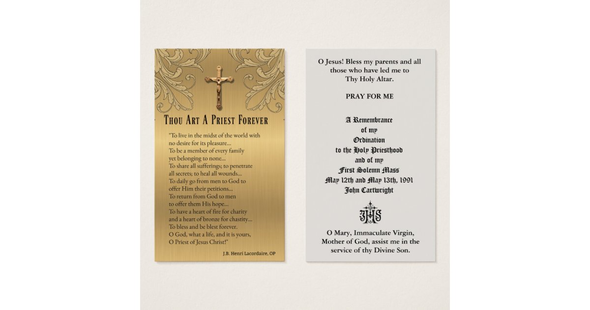 CATHOLIC PRIEST ORDINATION ANNIVERSARY HOLY CARDS Zazzle