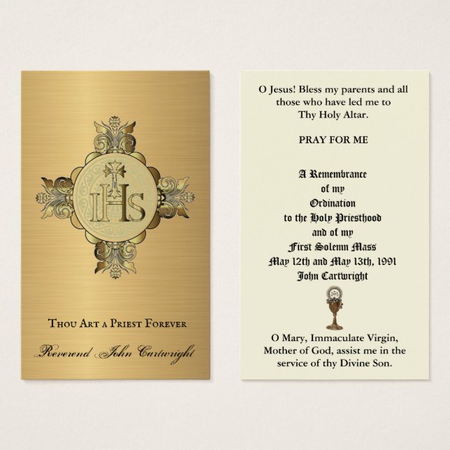 CATHOLIC PRIEST ORDINATION  ANNIVERSARY HOLY CARDS (Front & Back)