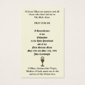 CATHOLIC PRIEST ORDINATION  ANNIVERSARY HOLY CARDS (Back)
