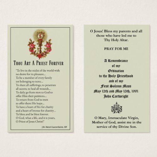 CATHOLIC PRIEST ORDINATION  ANNIVERSARY HOLY CARDS