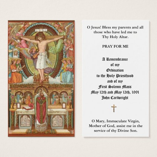 CATHOLIC PRIEST ORDINATION ANNIVERSARY HOLY CARDS (Front & Back)