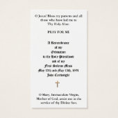 CATHOLIC PRIEST ORDINATION ANNIVERSARY HOLY CARDS (Back)