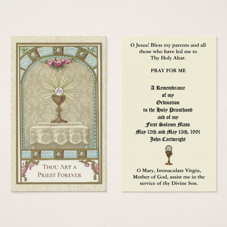 CATHOLIC PRIEST ORDINATION ANNIVERSARY HOLY CARDS | Zazzle