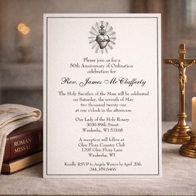 Catholic  Priest Ordination Anniversary Invitation (Creator Uploaded)