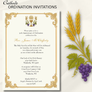 Catholic  Priest Ordination Anniversary Invitation