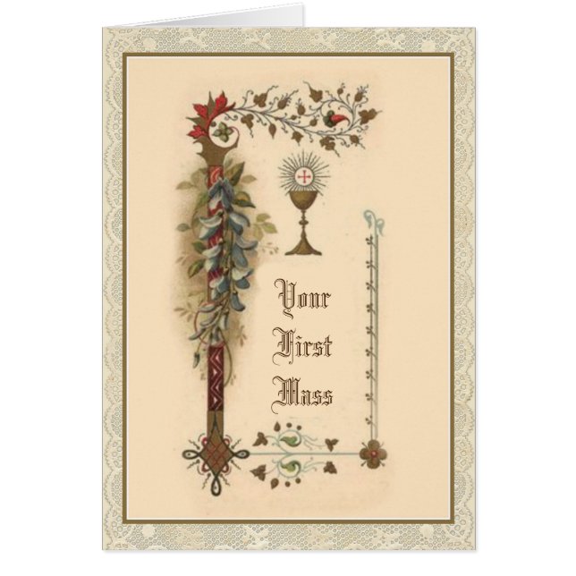 Catholic Priest Ordination First Mass Religious Cards (Front)