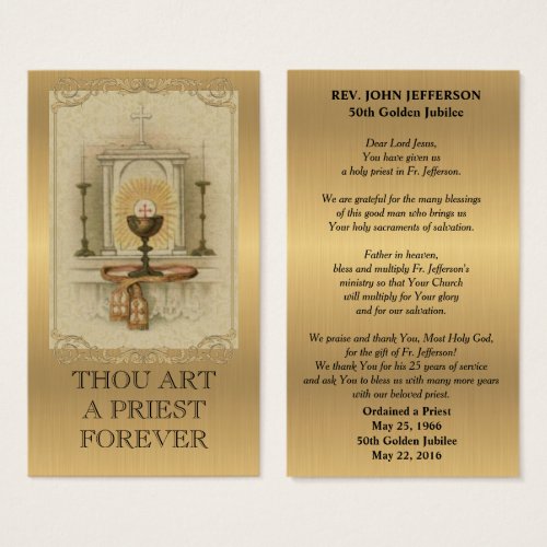 CATHOLIC PRIEST ORDINATION GOLDEN PRAYER CARD