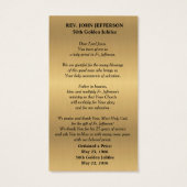 CATHOLIC PRIEST ORDINATION GOLDEN PRAYER CARD (Back)