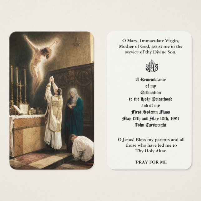 CATHOLIC PRIEST ORDINATION HOLY CARDS (Front & Back)