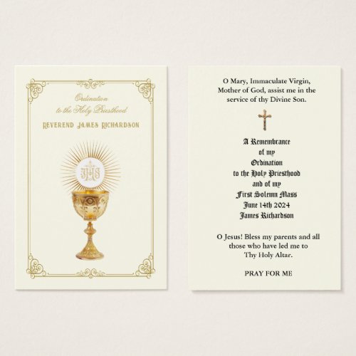 CATHOLIC PRIEST ORDINATION HOLY CARDS
