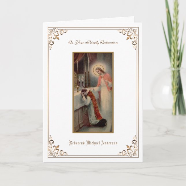 Catholic Priest Ordination Religious Jesus  Card (Front)