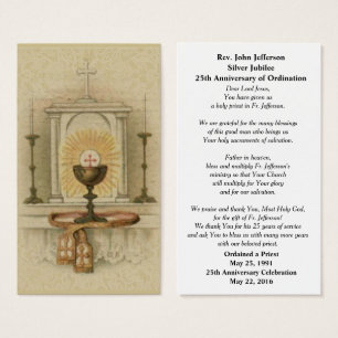 CATHOLIC PRIEST ORDINATION TABERNACLE PRAYER CARD