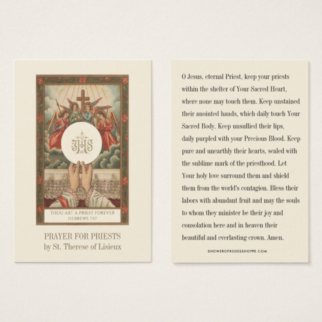 Catholic Priest Prayer by St. Therese of Lisieux (Front & Back)