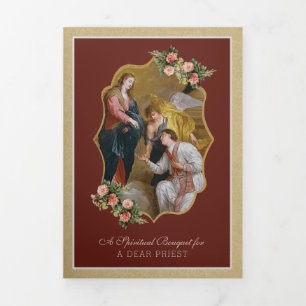 Catholic Priest Spiritual Bouquet Valentine Prayer Tri-Fold Holiday Card