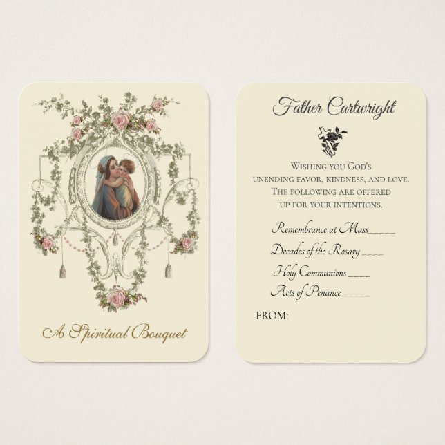 Catholic Priest Spiritual Bouquet Virgin Mary (Front & Back)