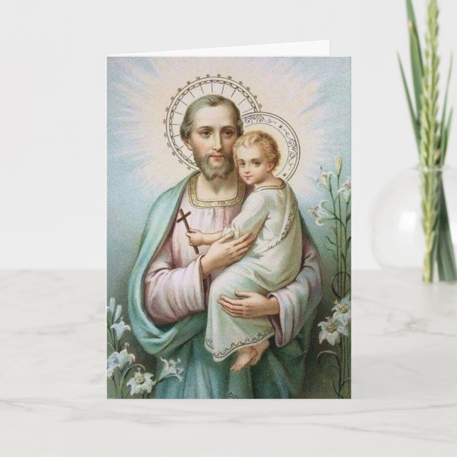 Catholic Priest St. Joseph Child Jesus Fathers Day Card (Front)