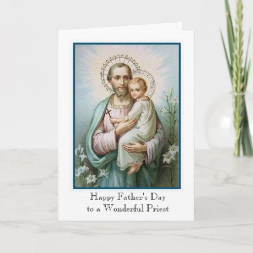 Catholic Priest St Joseph Child Jesus Fathers Day Card
