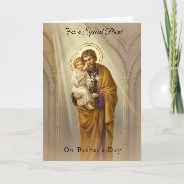 Catholic Priest  St. Joseph Jesus Father's Day Card (Front)