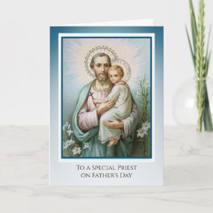 Catholic Priest St. Joseph  Jesus Fathers Day Card