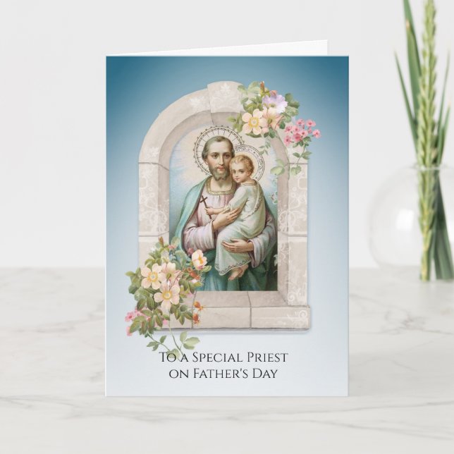 Catholic Priest St. Joseph  Jesus Fathers Day Card (Front)